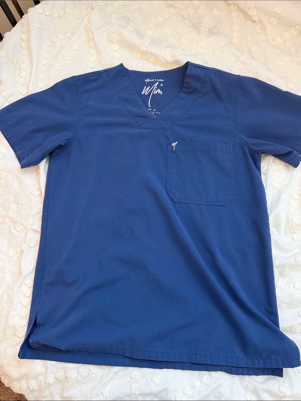 MIM brand scrub set. Top XXS bottoms XS